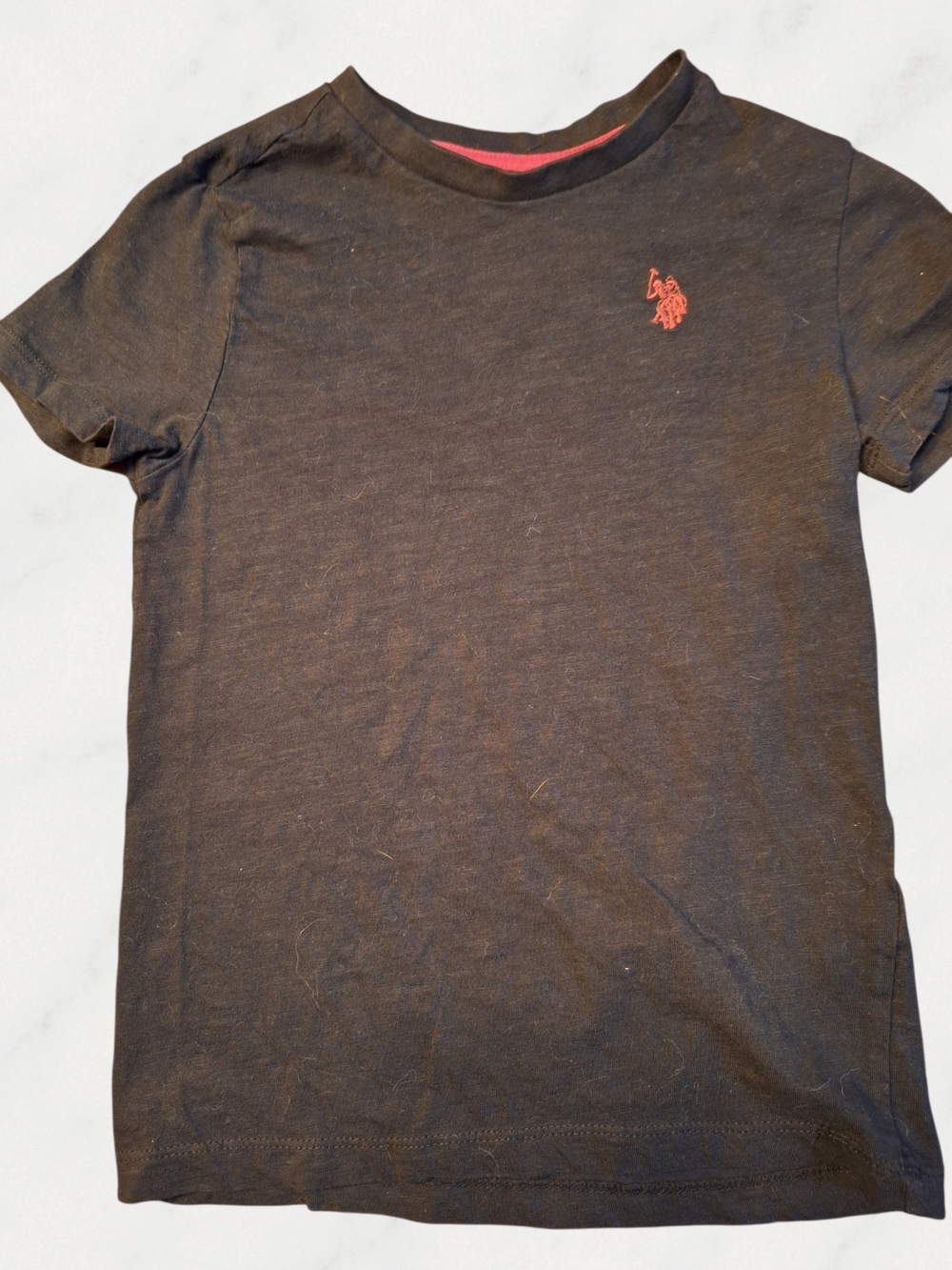 U.S. Polo Assn. Black Short Sleeve Tee with Red Logo